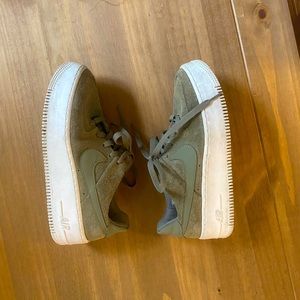 Nike Air Force 1 suede olive green shoes
